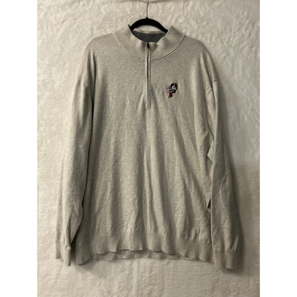 Cutter & Buck Ohio State Buckeyes Quarter Zip Sweater Mens 3XB Gray Elbow Patch